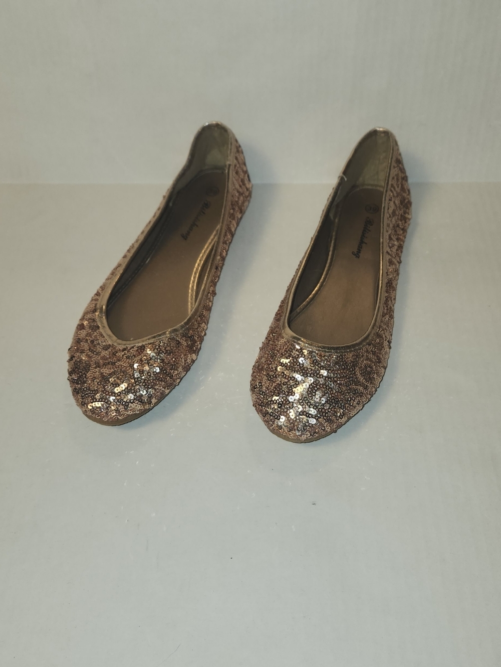 Rose Gold Sequin Embellished Rounded Toe Ballet Flats Size 8 39 EUC